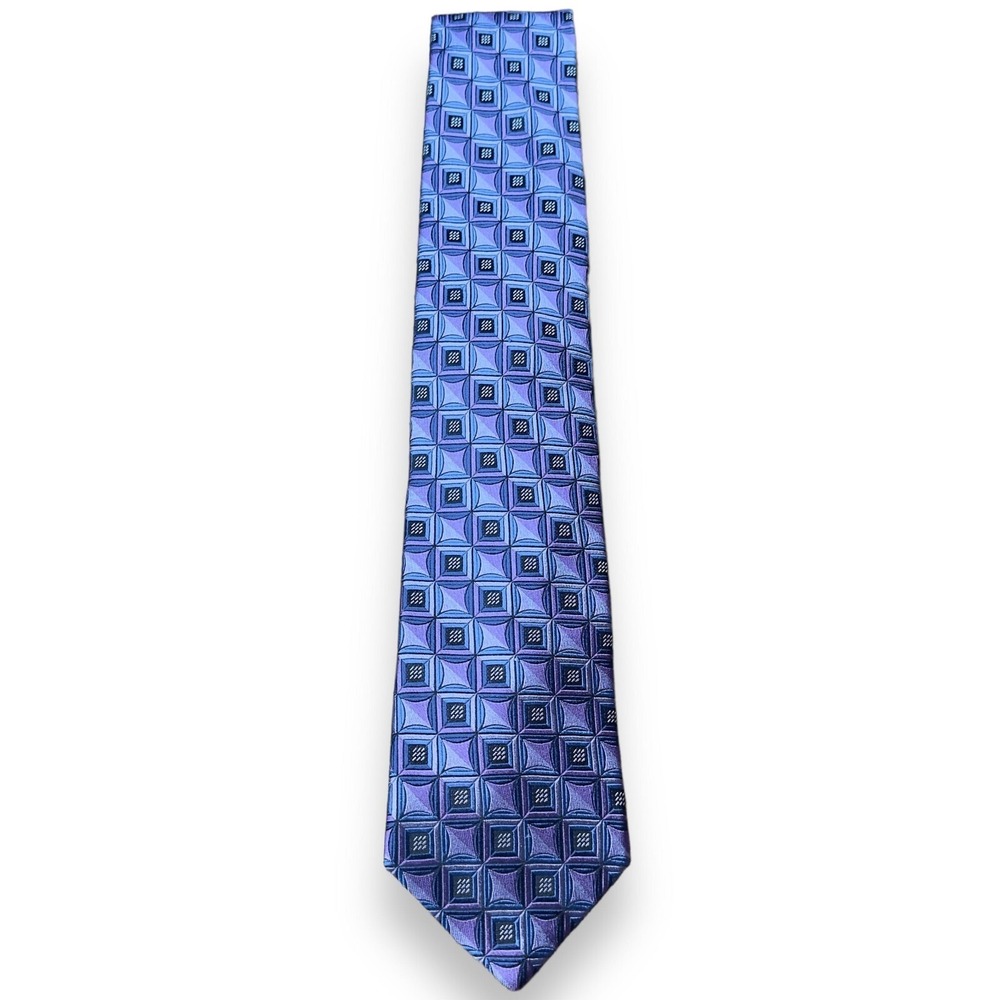Nordstrom Men's Purple Geometric Silk Neck Tie Classic Width Preppy Style